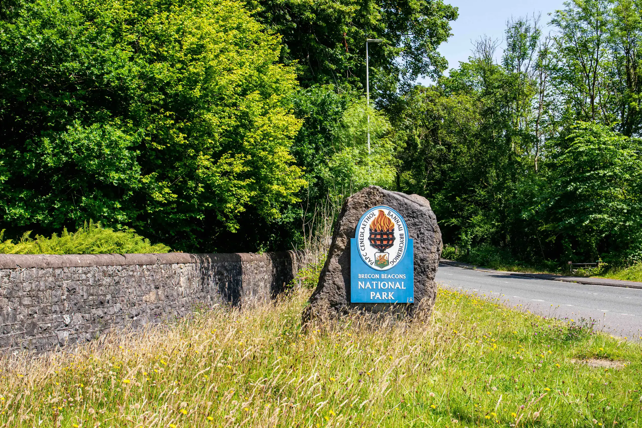 Bannau Brycheiniog (Brecon Beacons) National Park boundary stone near Abercraf